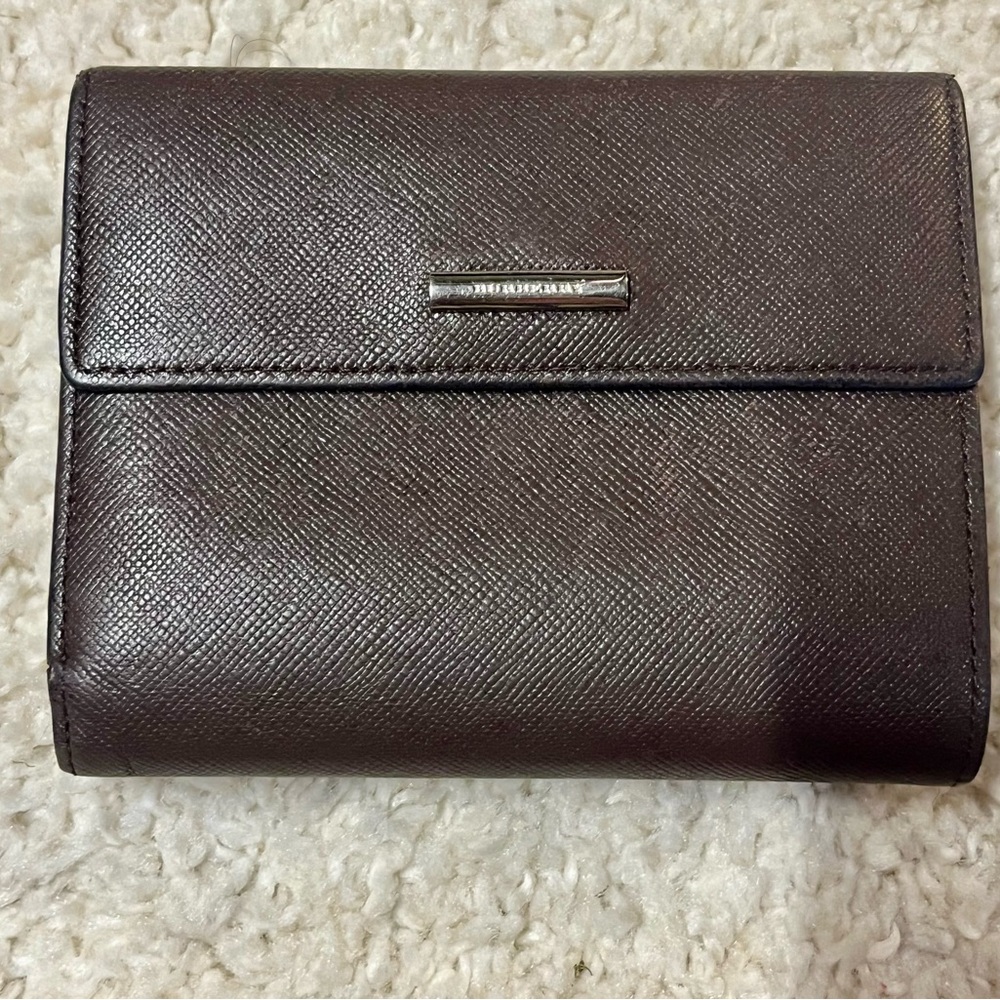 Burberry Dark Brown Leather Kisslock Wallet